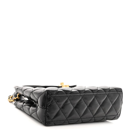 Chanel Shiny Aged Calfskin Quilted Nano Kelly Shopper Black 4 of 10