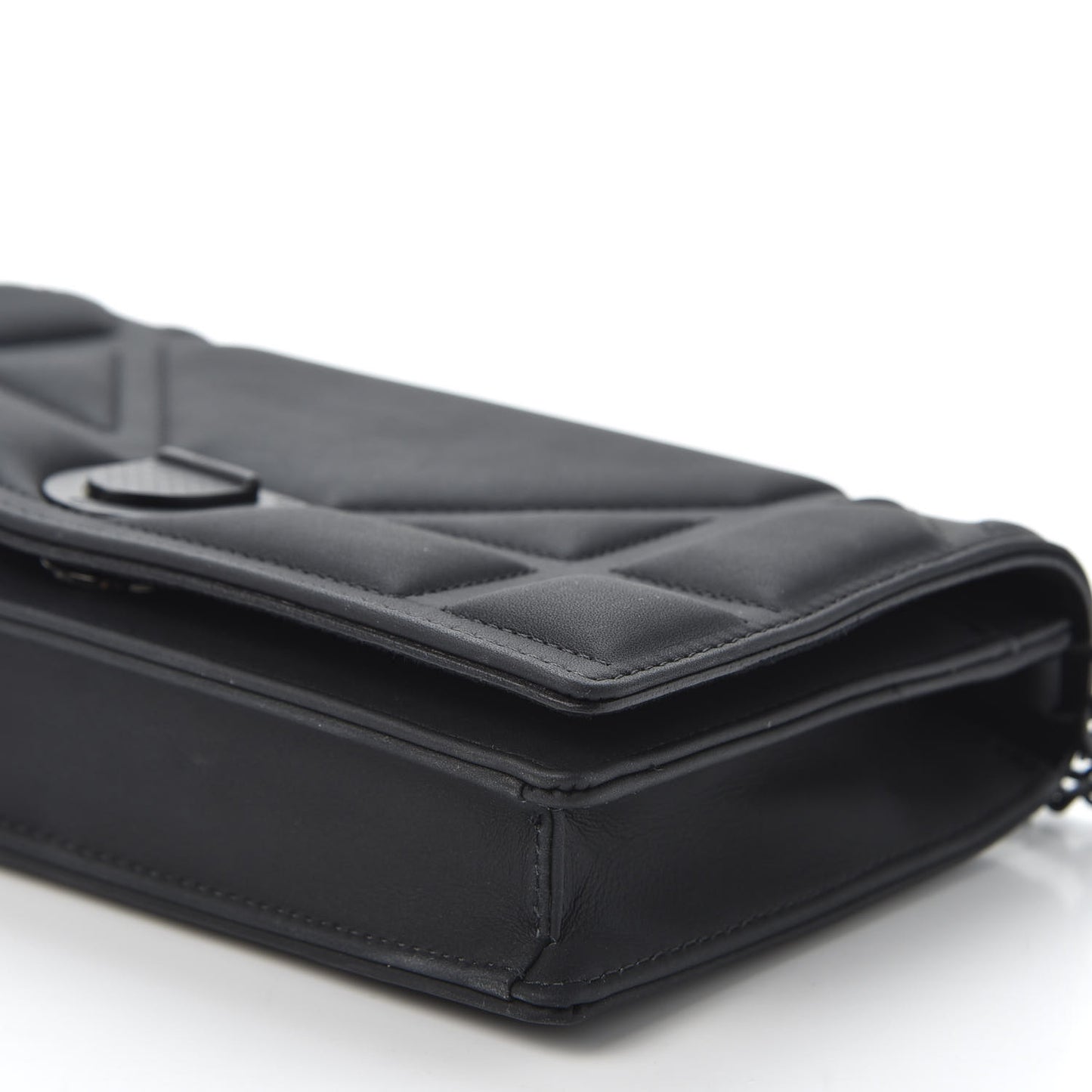 Ultra Matte Calfskin Diorama Wallet on Chain Pouch Black