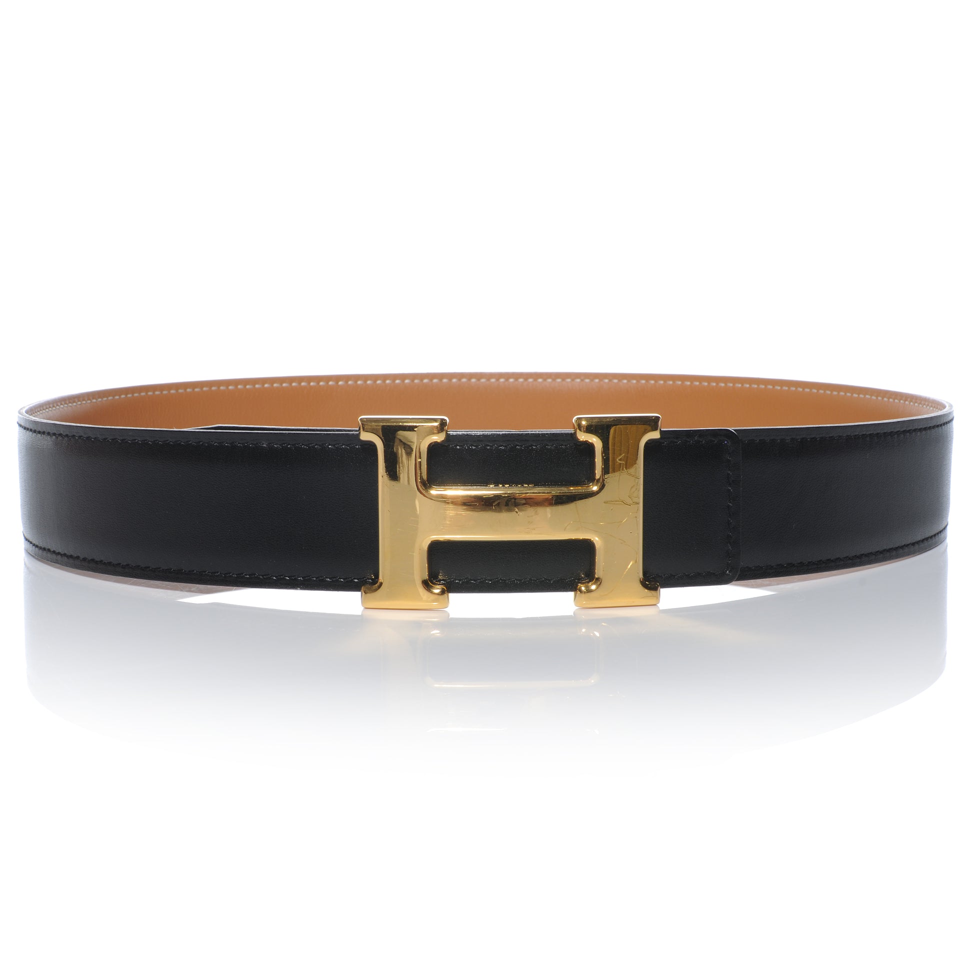 Hermes Box and Chamonix Reversible Constance 32mm H Belt 70 Noir Natural 1 of 7