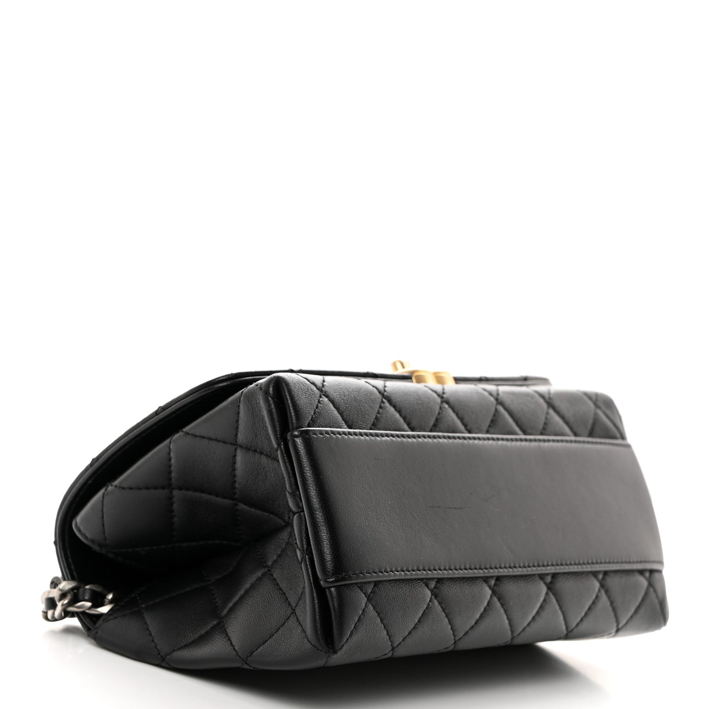 Lambskin Quilted La Parisienne Top Handle Flap Black