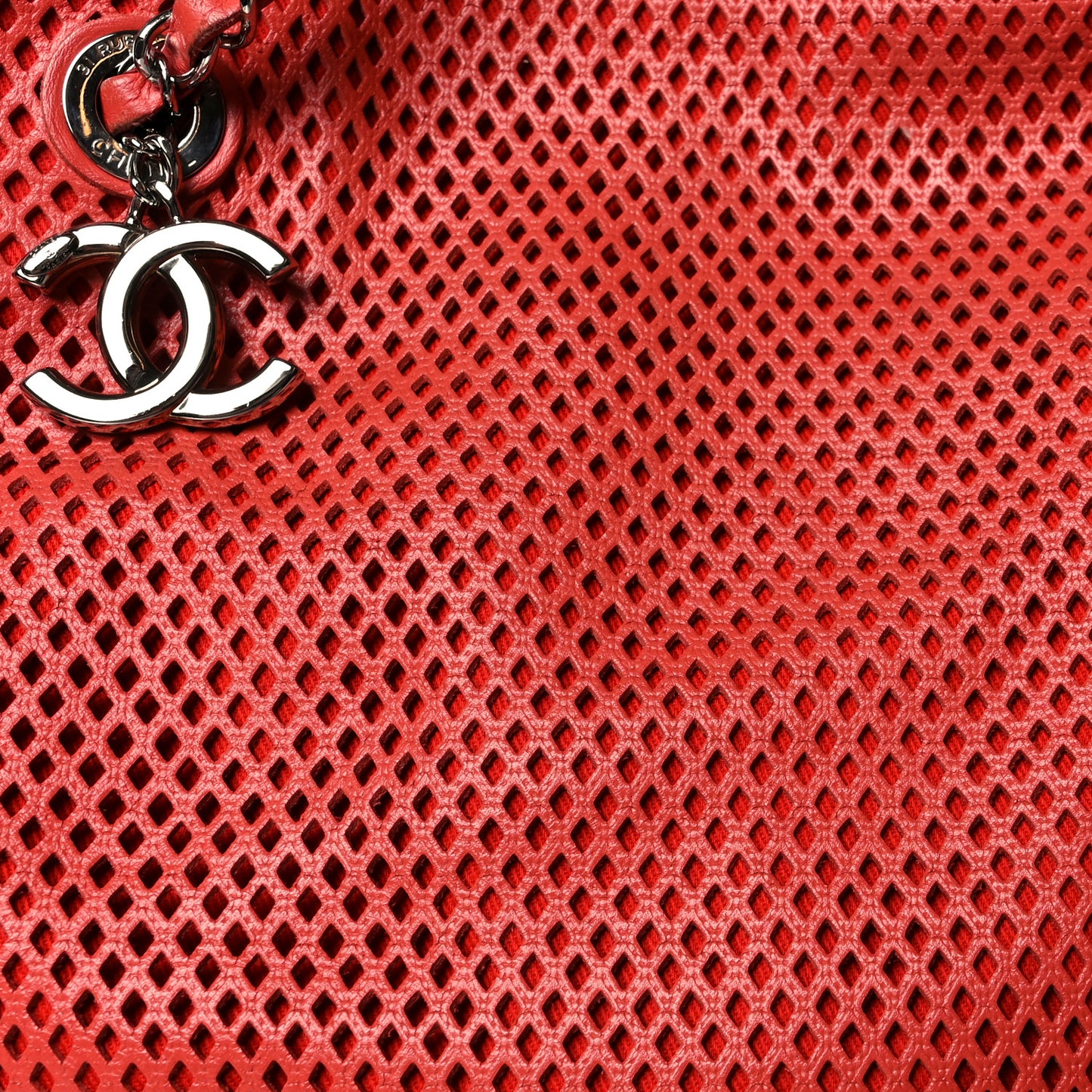 Calfskin Perforated Up In The Air North South Tote Red