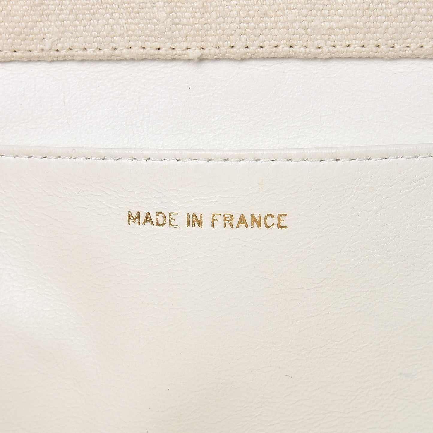 Linen Quilted CC Shopping Tote Beige