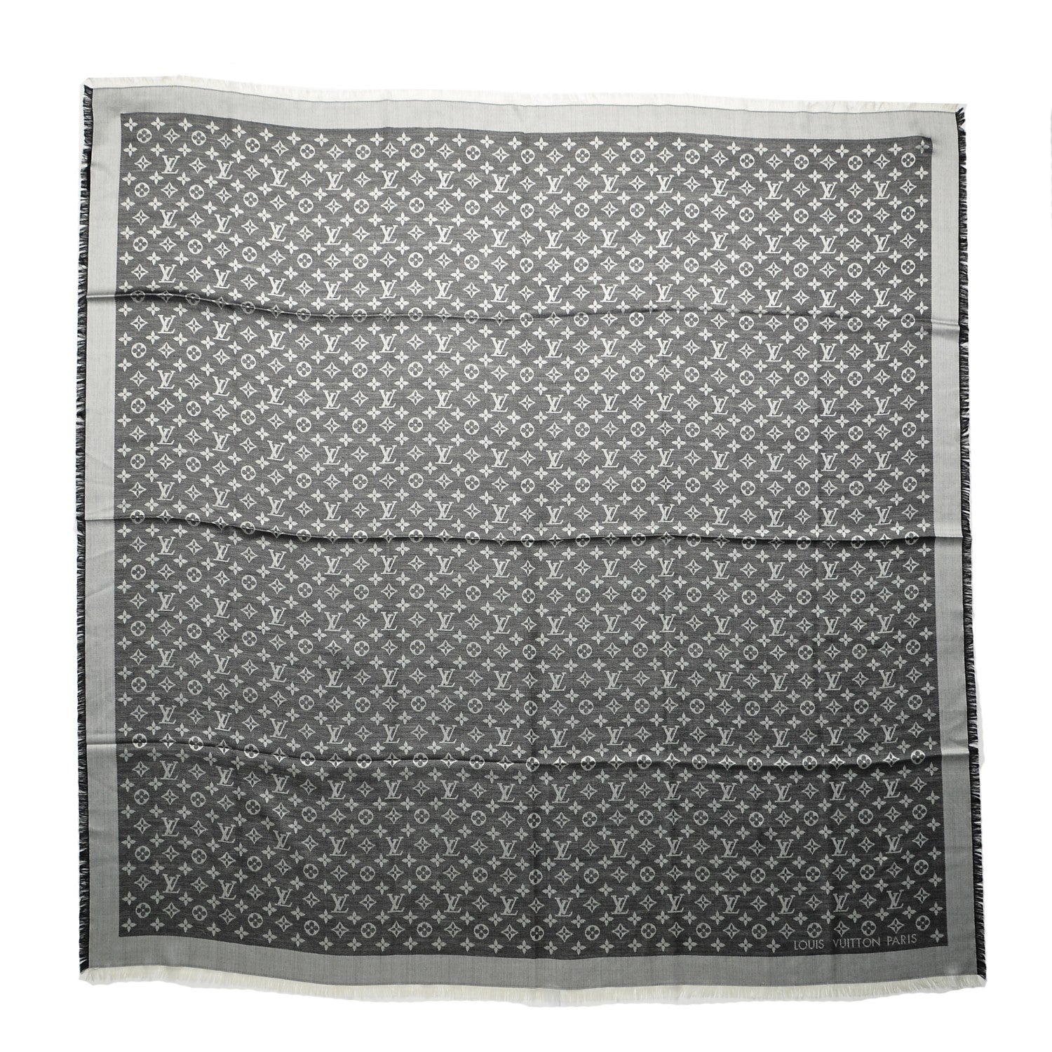 Louis Vuitton Silk Wool Monogram Denim Shawl Black 1 of 4
