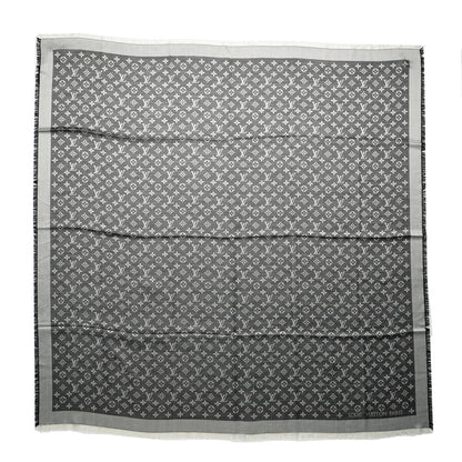 Louis Vuitton Silk Wool Monogram Denim Shawl Black 1 of 4