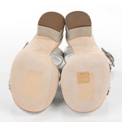 Chanel Metallic Goatskin Quilted Chain Sandals 39 Silver 5 of 7