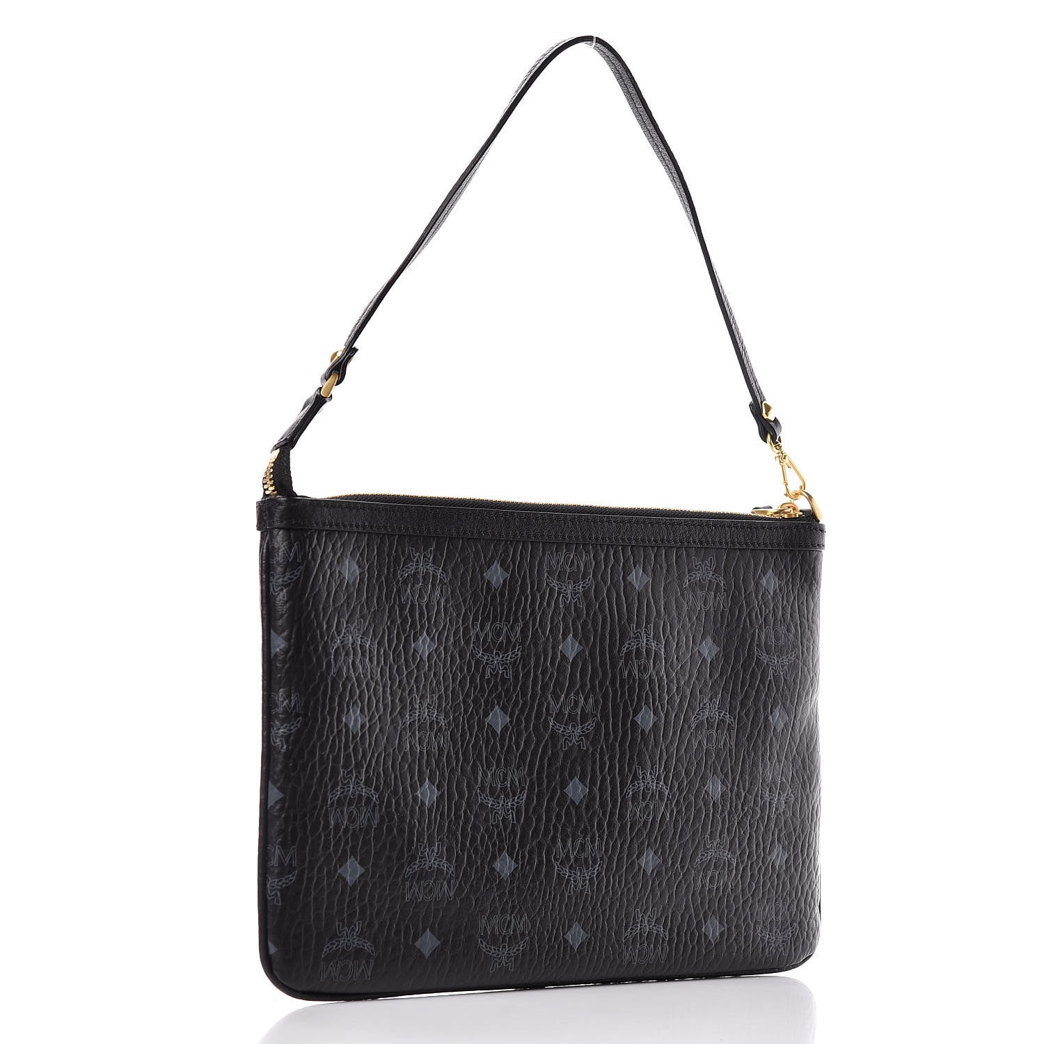 MCM Visetos Liz Shopper Tote Pouch Black 3 of 9