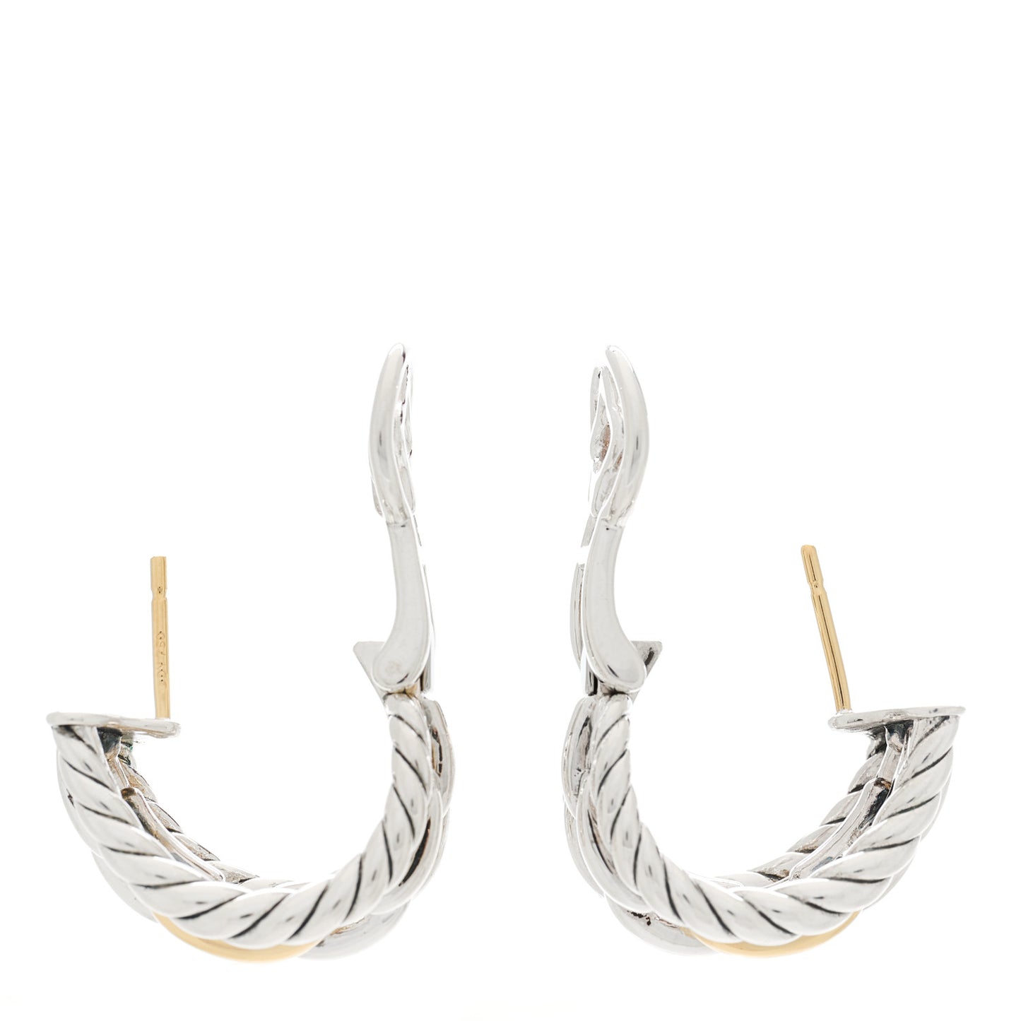 18K Yellow Gold Sterling Silver Wellesley Link Hoop Earrings