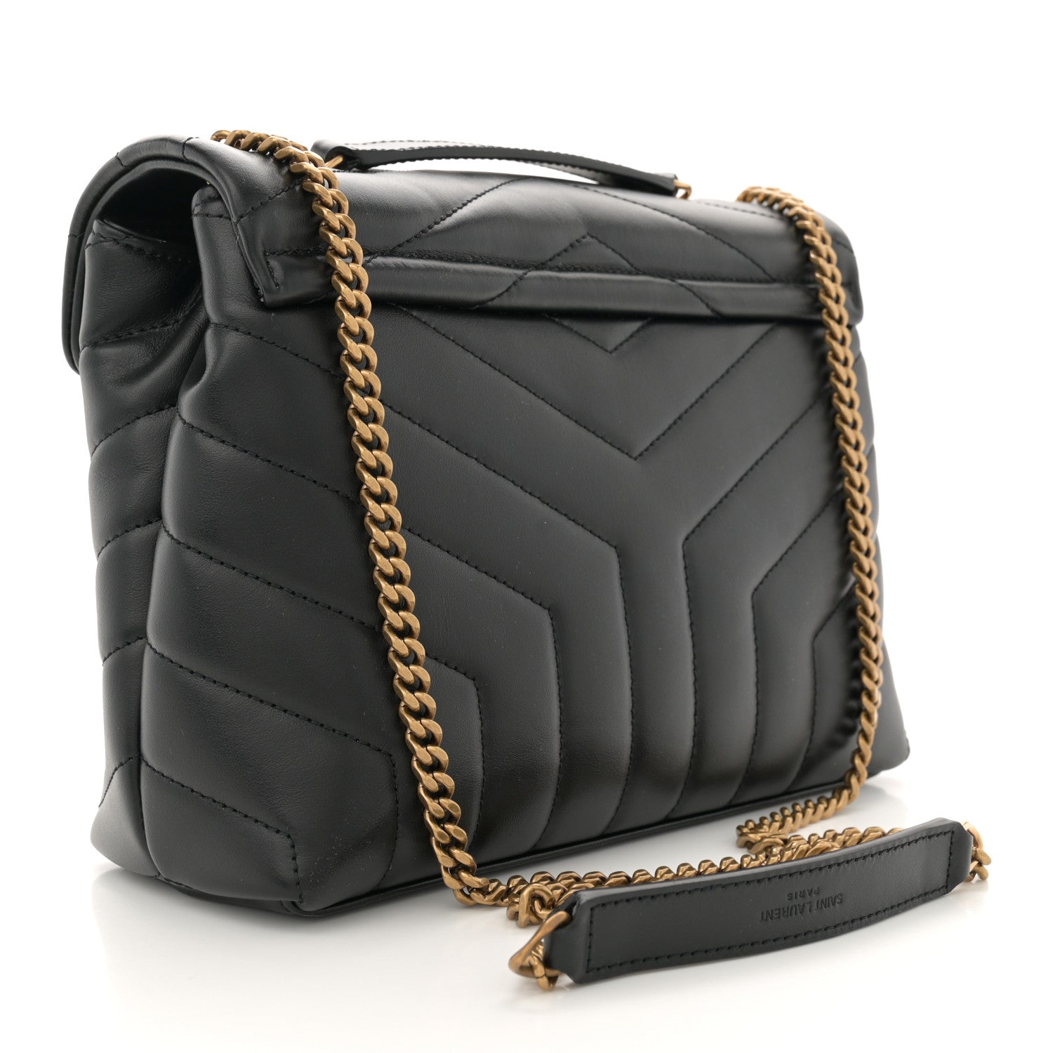 Saint Laurent Calfskin Y Quilted Monogram Small Loulou Chain Satchel Black 3 of 10