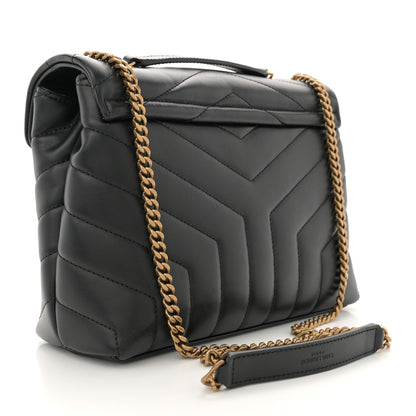 Saint Laurent Calfskin Y Quilted Monogram Small Loulou Chain Satchel Black 3 of 10