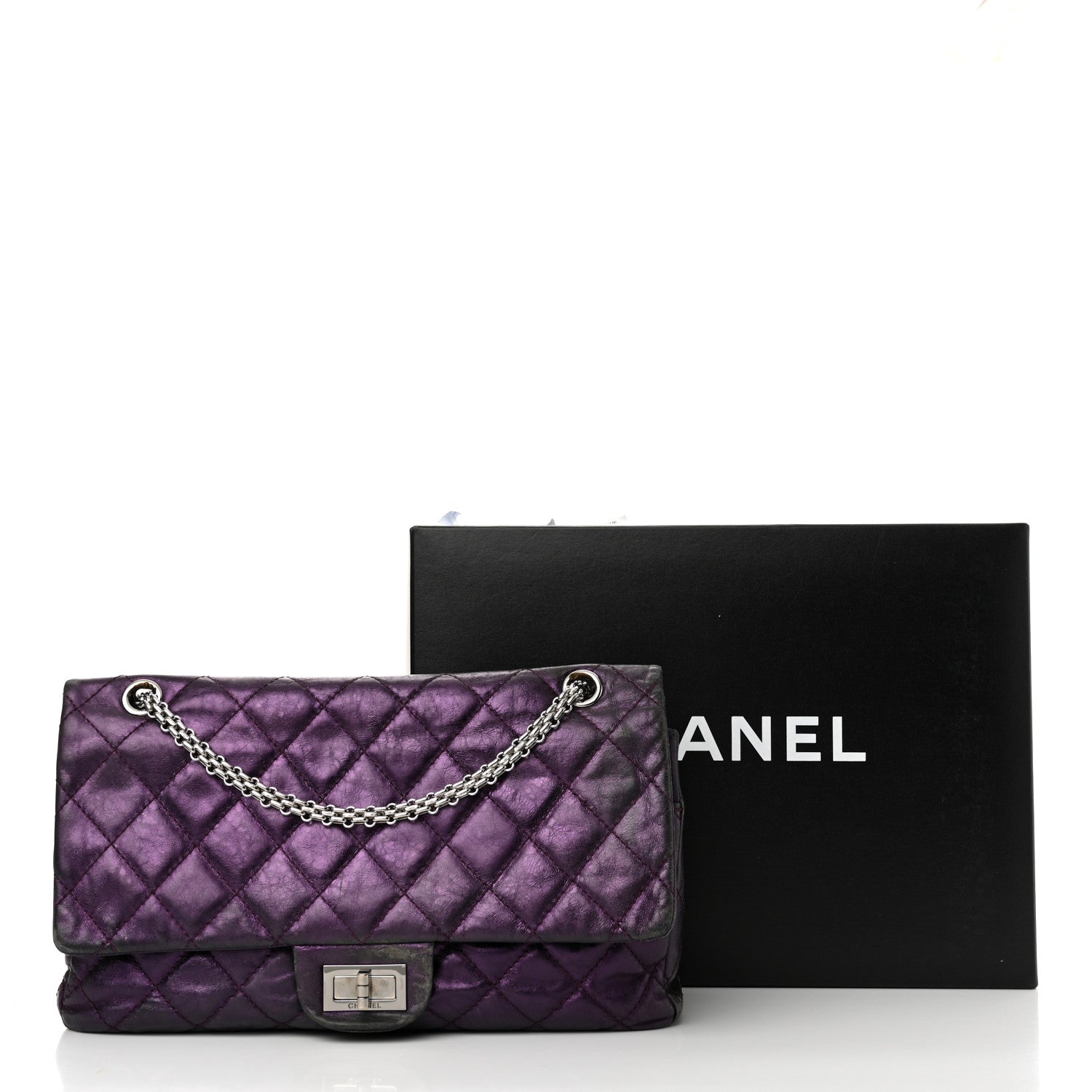 Chanel Metallic Aged Calfskin Quilted 2.55 Reissue 227 Flap Purple 23 of 23