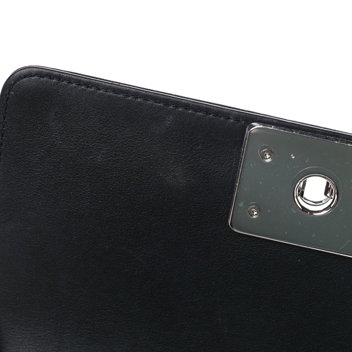 Calfskin Pearl Chevron Small Boy Flap Black