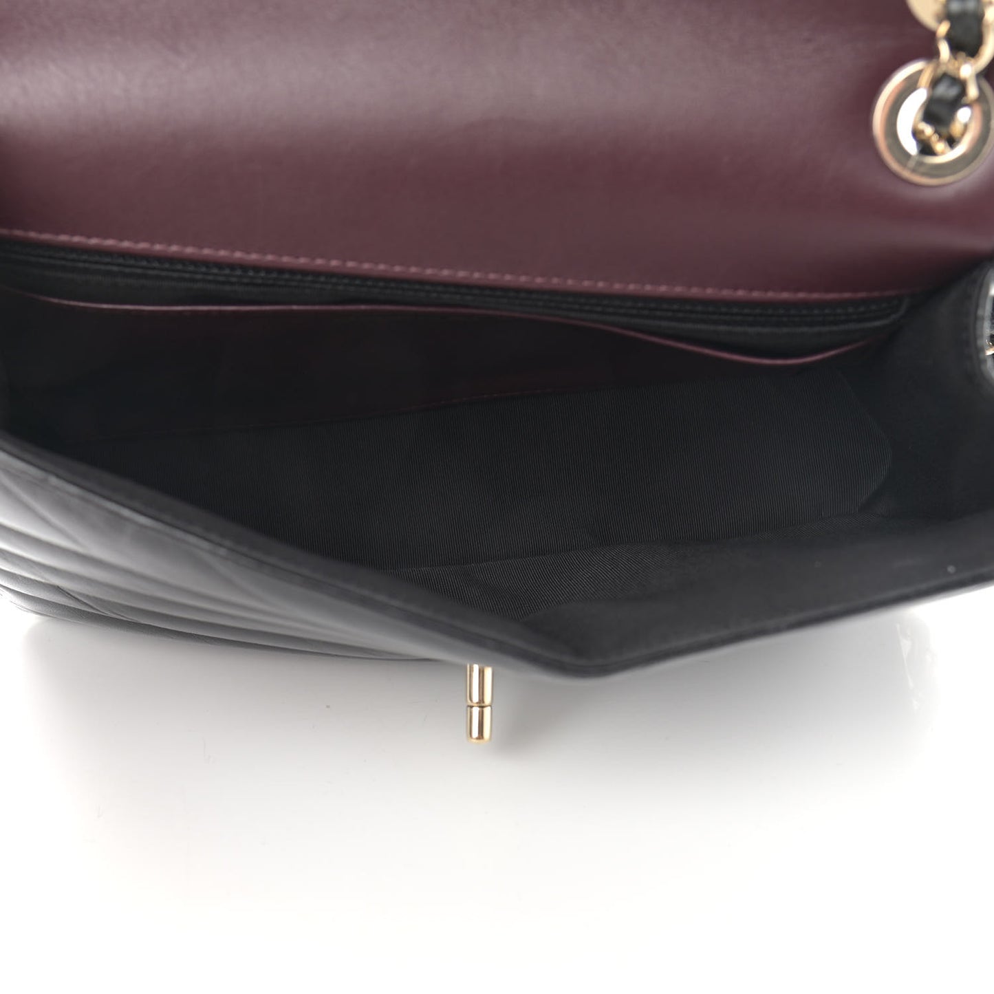 Shiny Lambskin Chevron Quilted Miroir Black