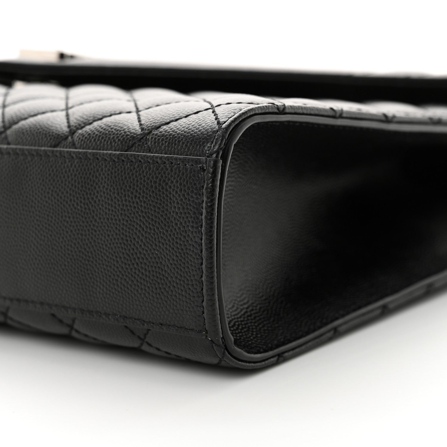 Saint Laurent Grain De Poudre Textured Mixed Matelasse Large Triquilt Monogram Satchel Black 10 of 11