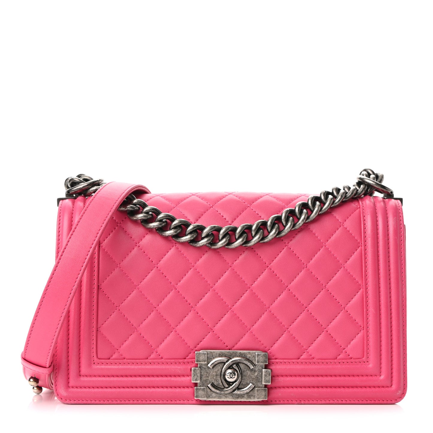 Lambskin Quilted Medium Boy Flap Pink