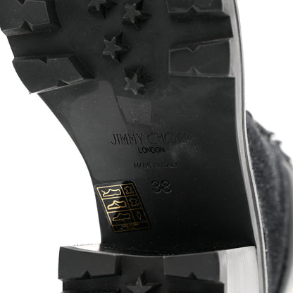 Jimmy Choo Suede Glitter Crystal Embellished Womens Eshe 65 Hiking Boots 38 Black 7 of 10