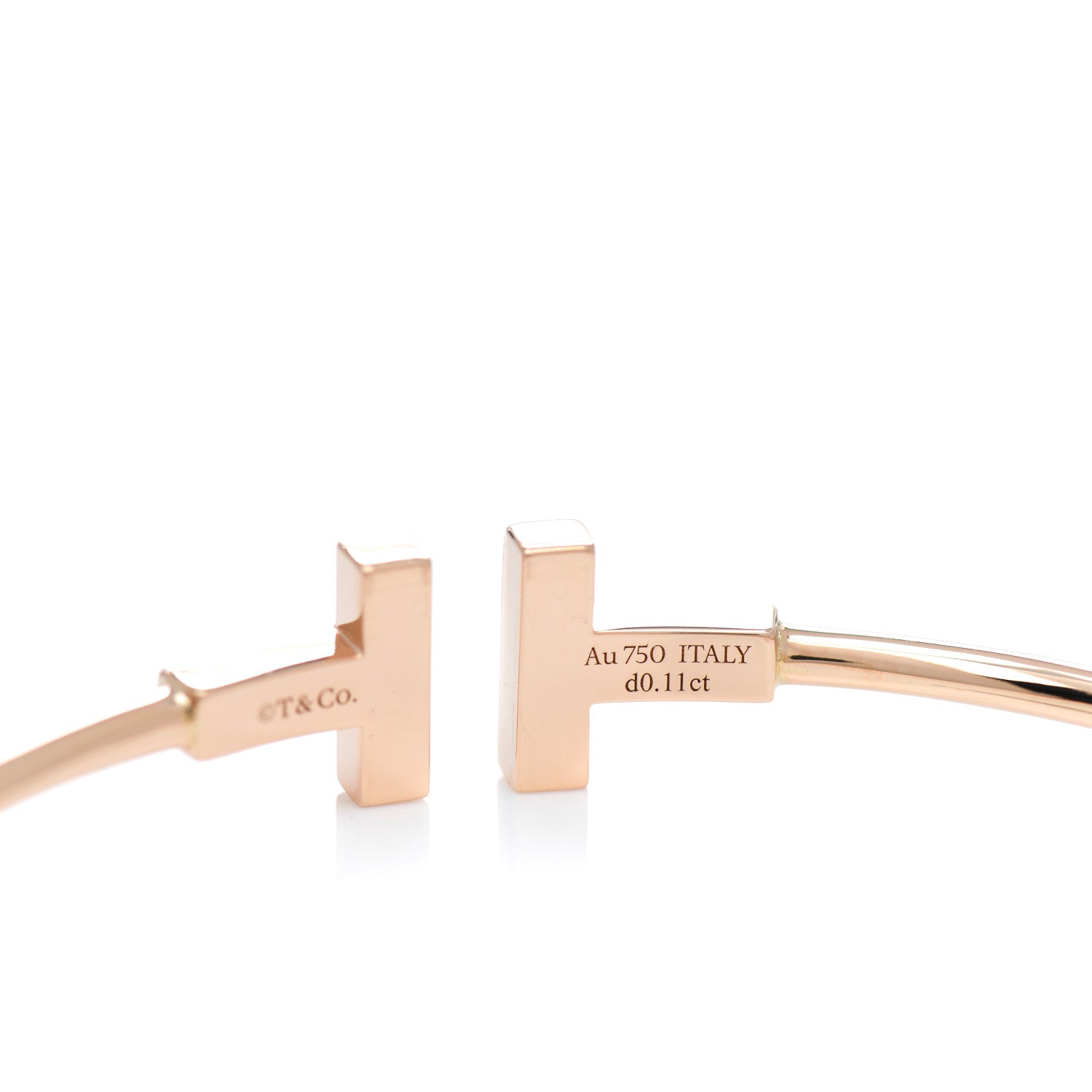 Tiffany 18K Rose Gold Diamond Mother of Pearl T Wire Bracelet 3 of 5