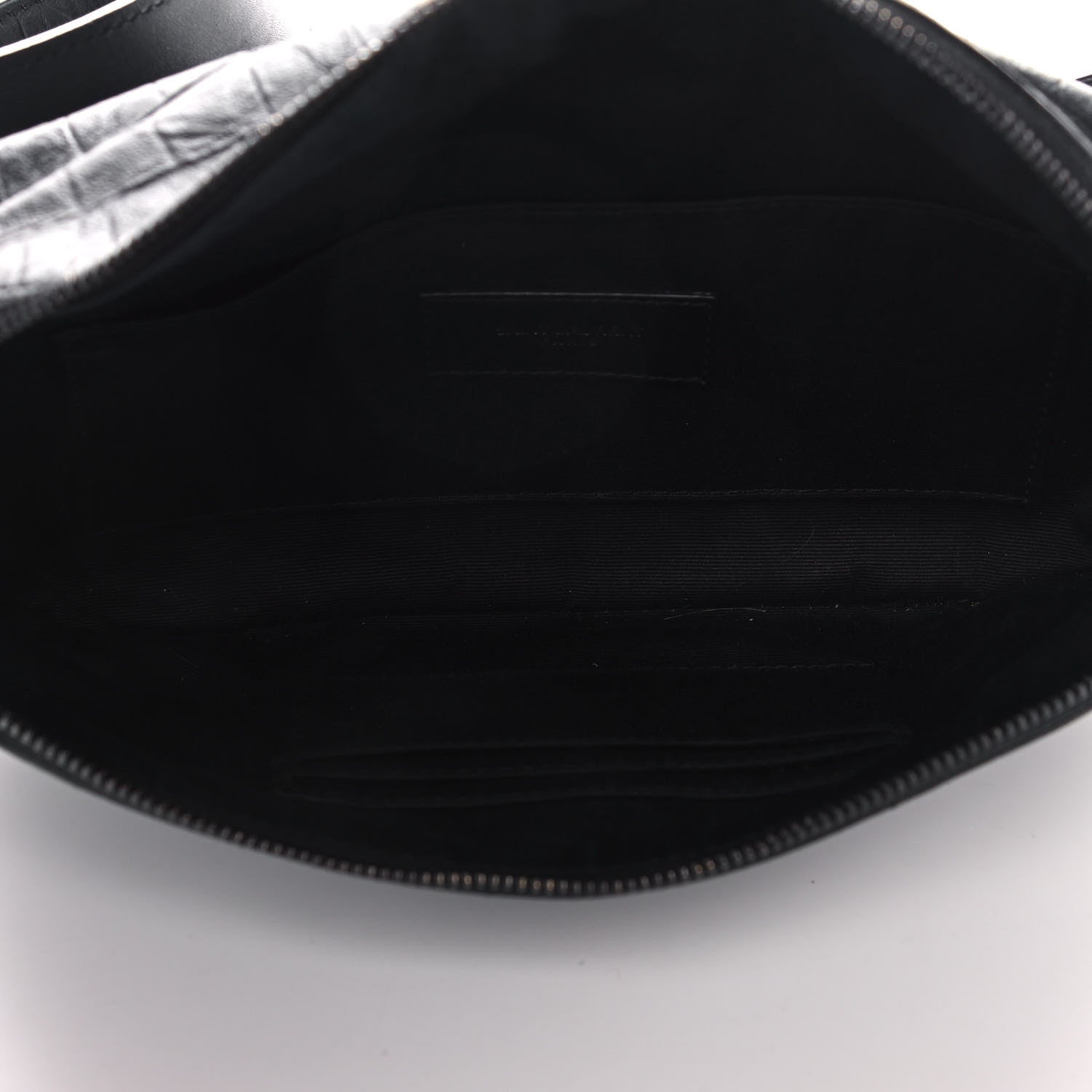 Saint Laurent Calfskin Crocodile Embossed Monogram Belt Bag Black 4 of 8