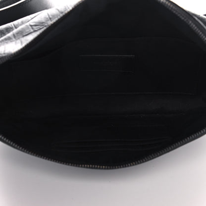 Saint Laurent Calfskin Crocodile Embossed Monogram Belt Bag Black 4 of 8