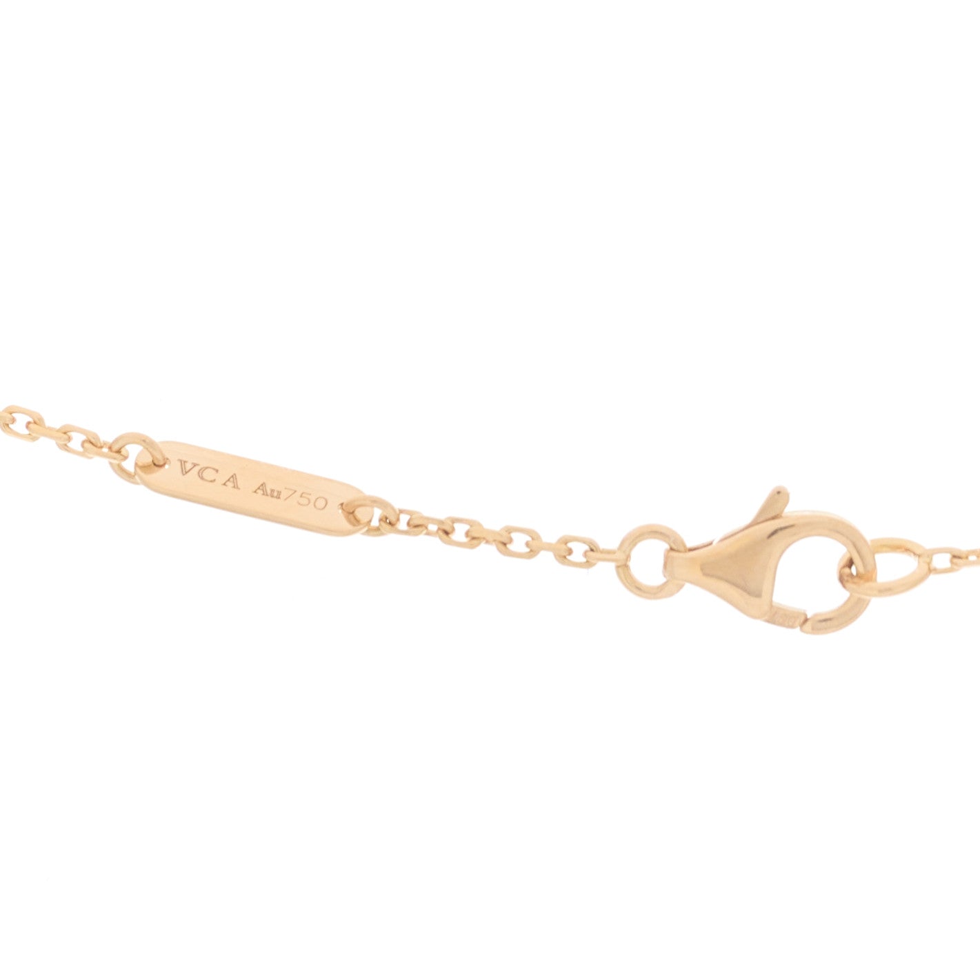 18K Rose Gold Diamond Mother of Pearl Vintage Alhambra Pendant Necklace