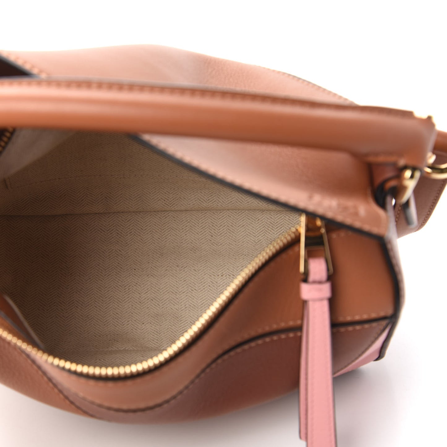Calfskin Small Puzzle Bag Tan Medium Pink