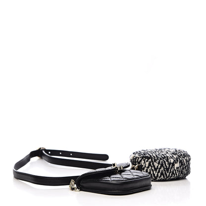 Chanel Tweed Lambskin Quilted Waist Bag With Coin Purse Black 4 of 15