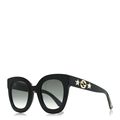 Gucci Acetate Crystal Star Round Frame Sunglasses GG0208S Black 1 of 9