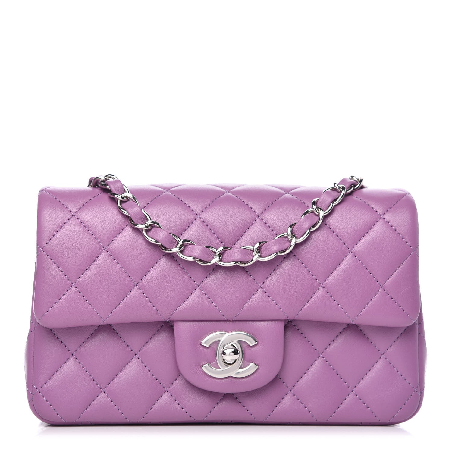 Chanel Lambskin Quilted Mini Rectangular Flap Purple 1 of 9
