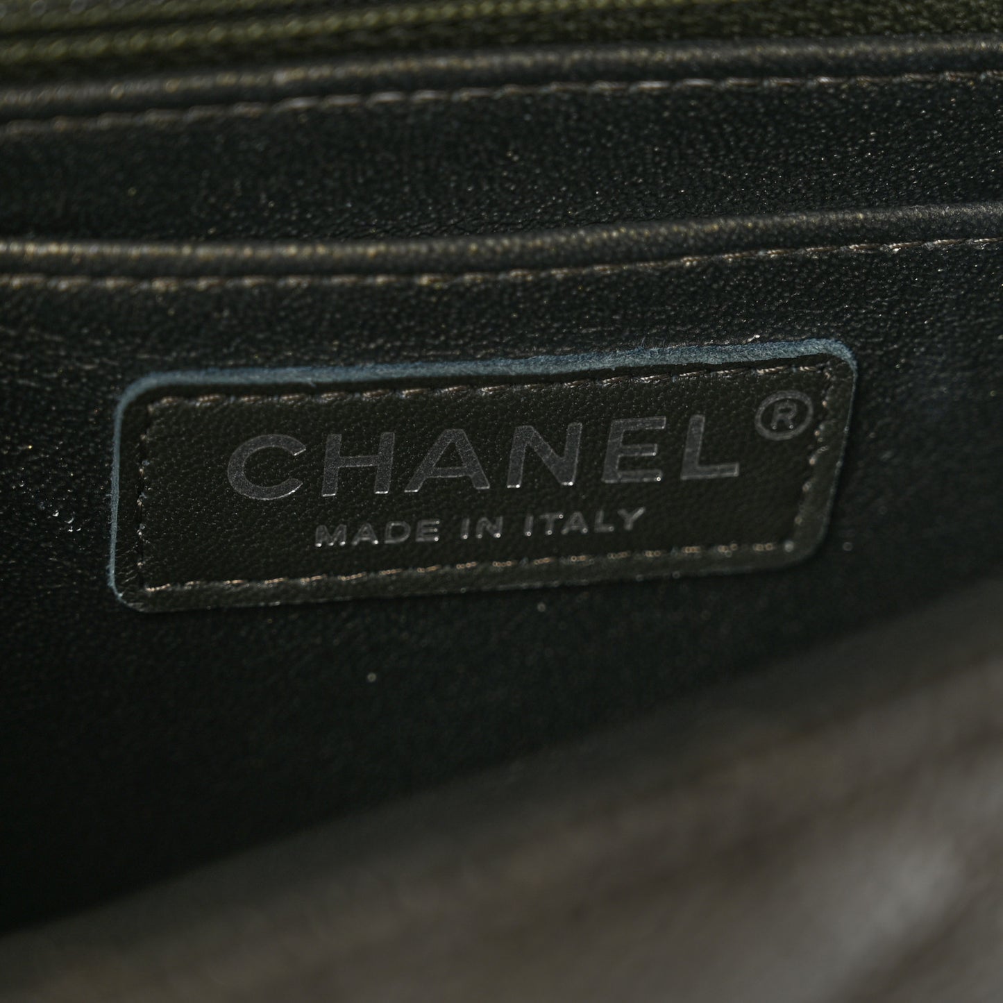Metallic Caviar Quilted Mini Square Flap Dark Charcoal