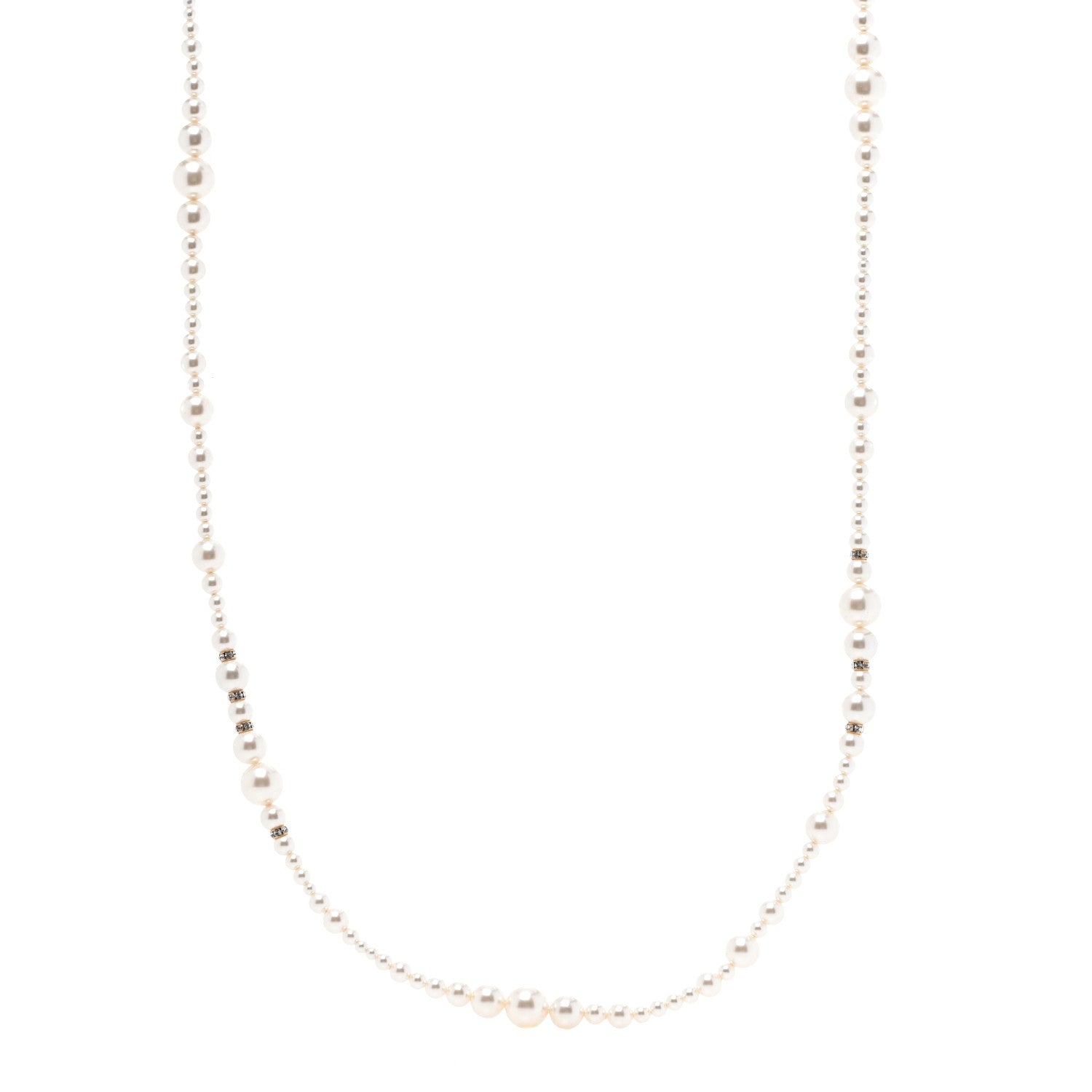 Chanel Pearl Baguette Crystal CC Necklace Gold 1 of 3