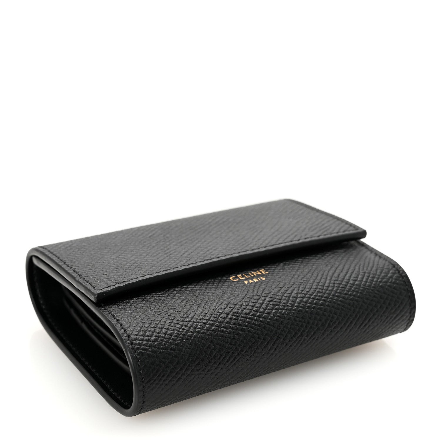 Celine Grained Calfskin Small Tri-Fold Wallet Black 4 of 8