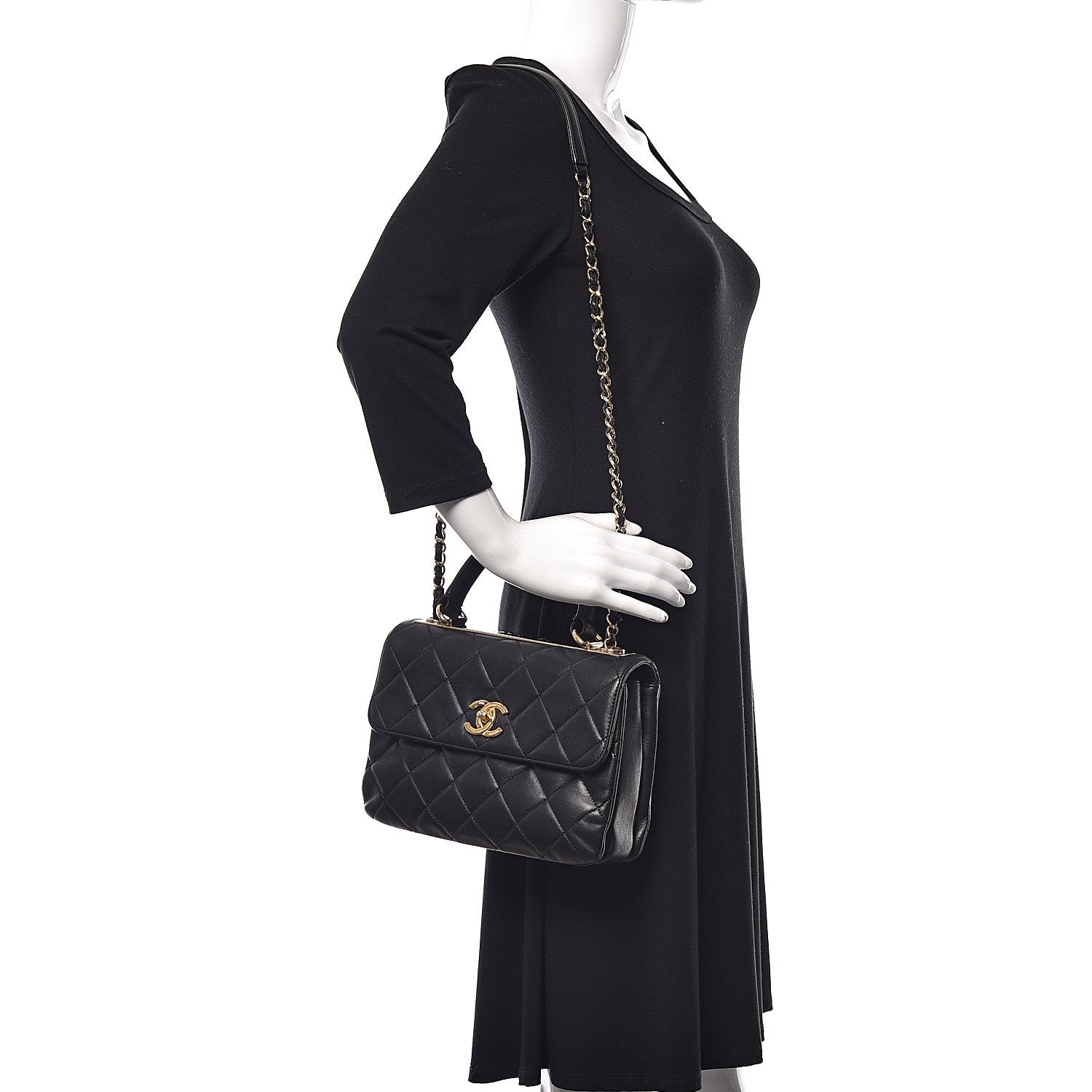 Chanel Lambskin Quilted Small Trendy CC Dual Handle Flap Bag Black 2 of 16