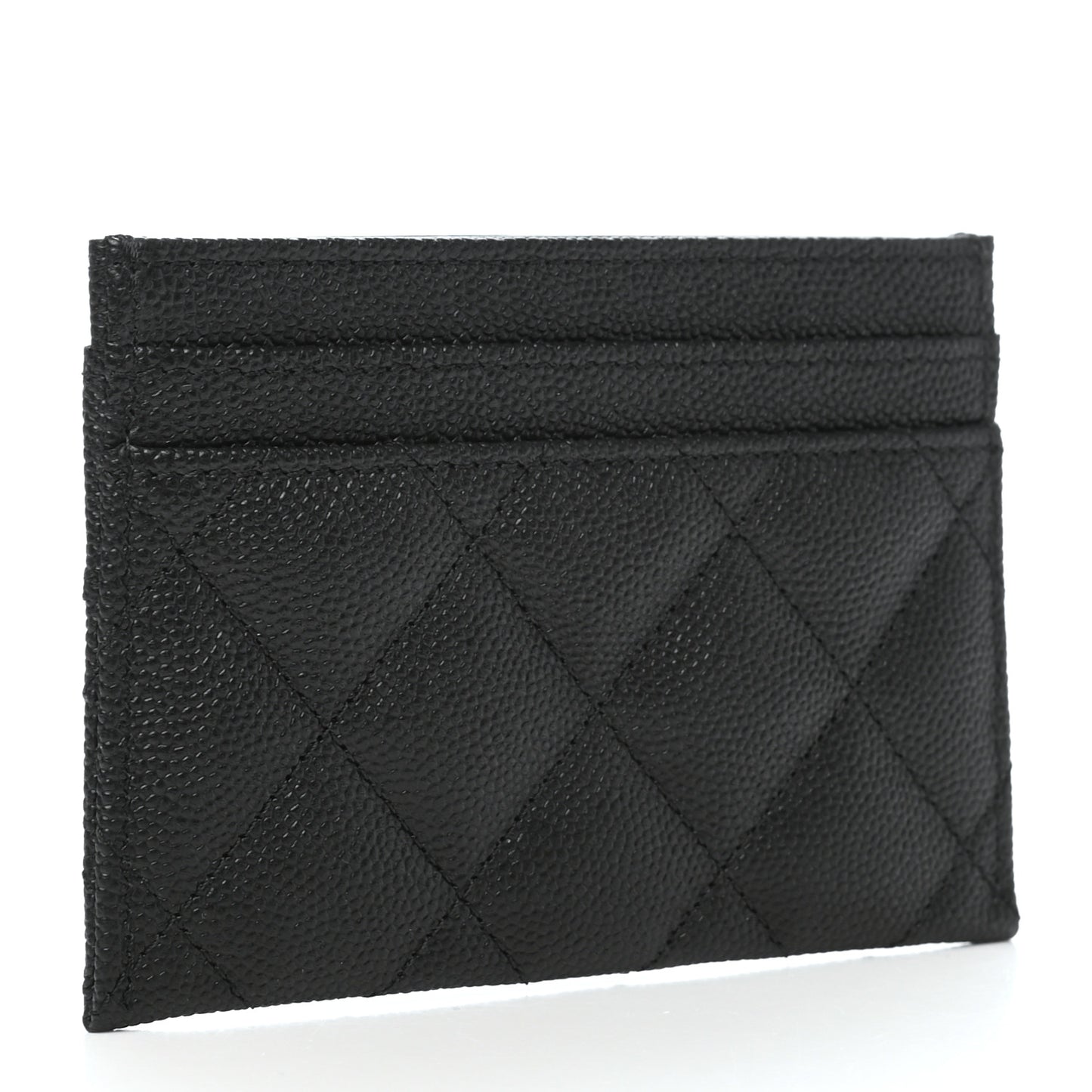 Caviar Quilted Vintage Mademoiselle Card Holder Black
