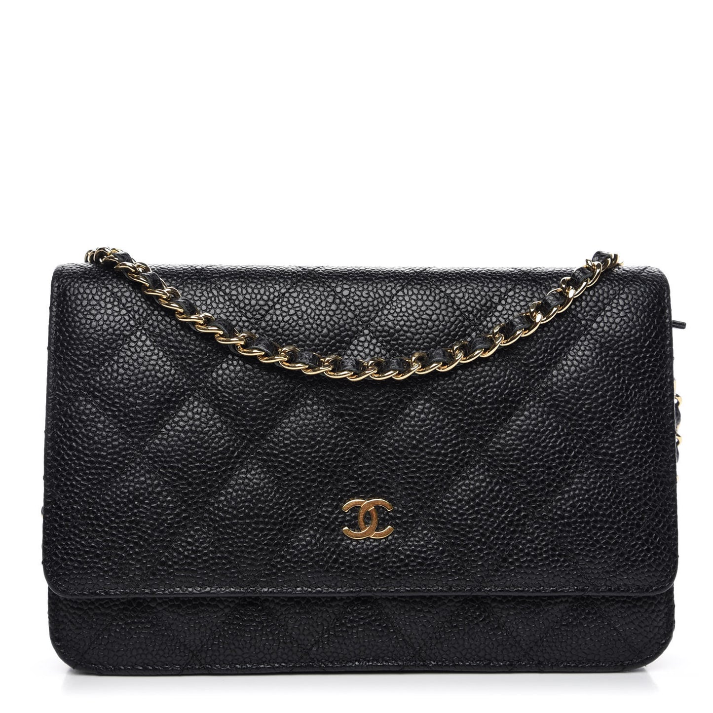 Caviar Quilted Wallet On Chain WOC Black