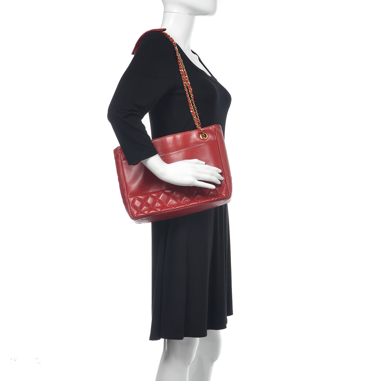 Chanel Lambskin Quilted Tote Red 2 of 13