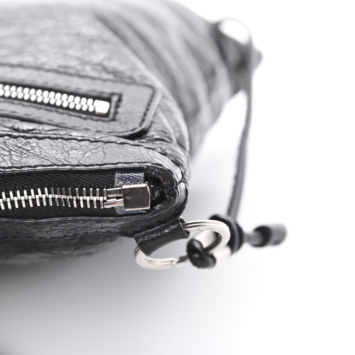 Agneau Classic Silver Hardware Flat Messenger Black