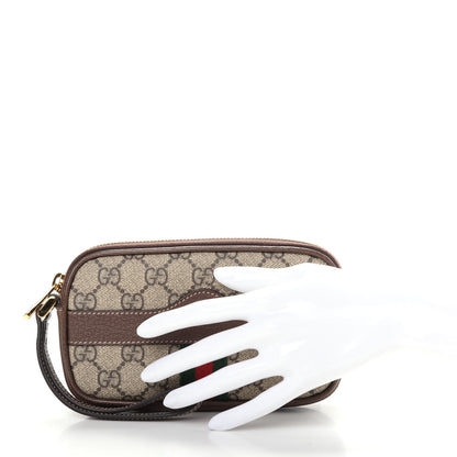 Gucci GG Supreme Monogram Ophidia Phone Case Wristlet Brown 2 of 8