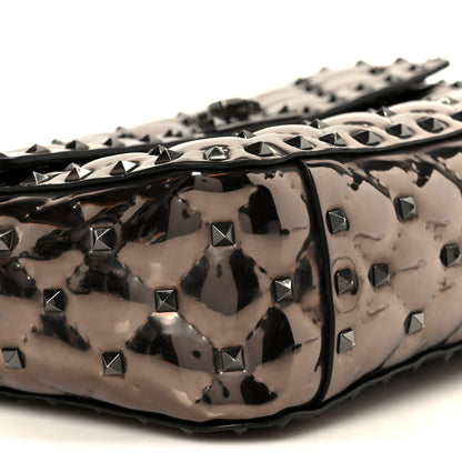 Valentino Garavani Metallic Patent Medium Rockstud Spike Shoulder Bag Rutenio 9 of 10