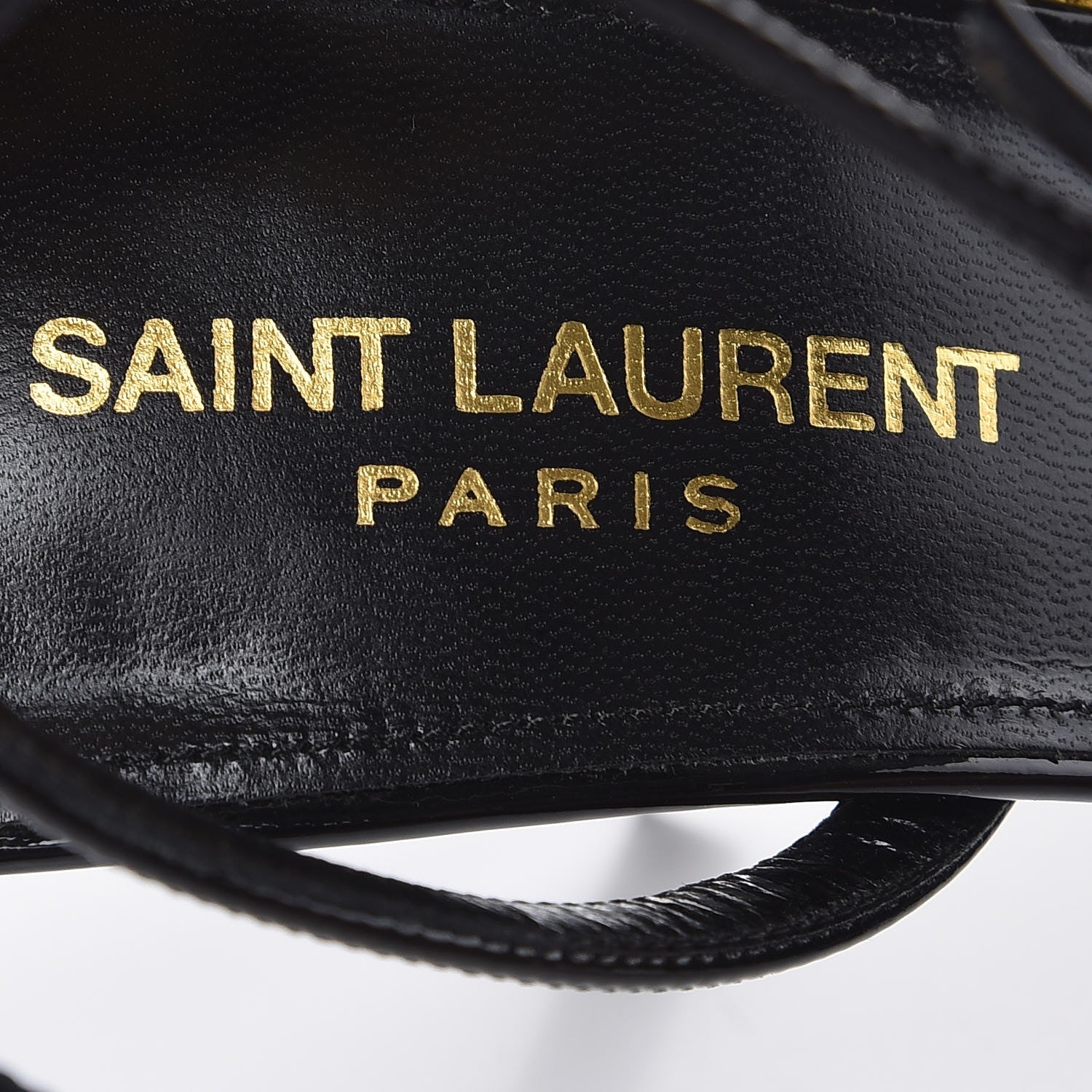 Saint Laurent Patent Snakeskin Edie 110 Pumps 37.5 Black 7 of 9