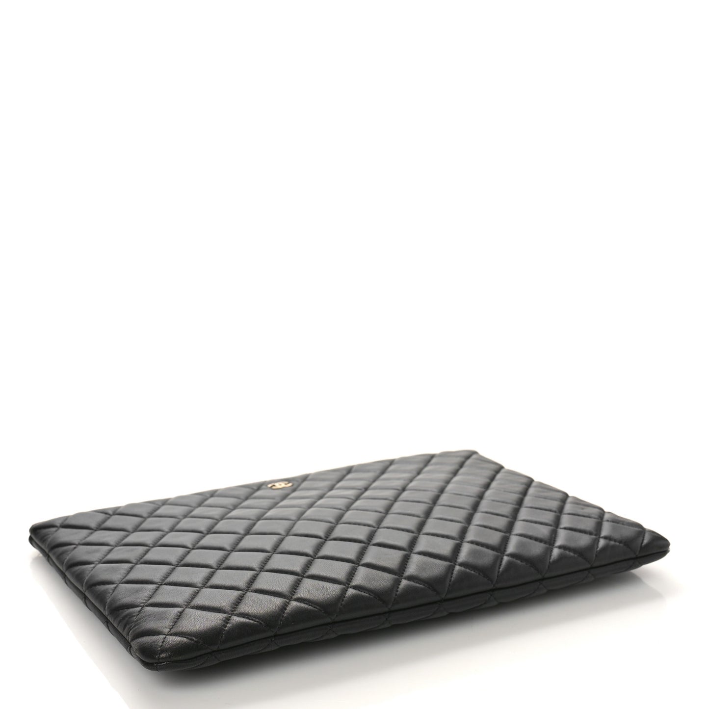 Lambskin Quilted Large Cosmetic Case Black
