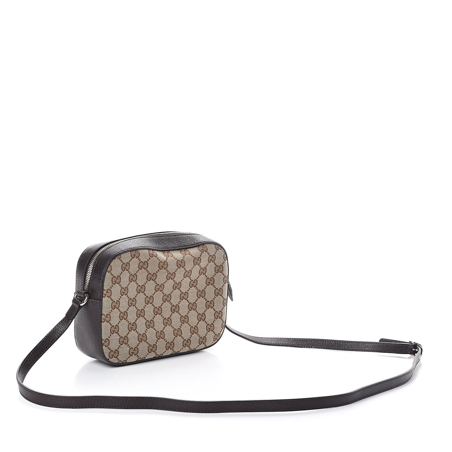 GG Supreme Monogram Web Small Webby Bee Shoulder Bag Dark Brown