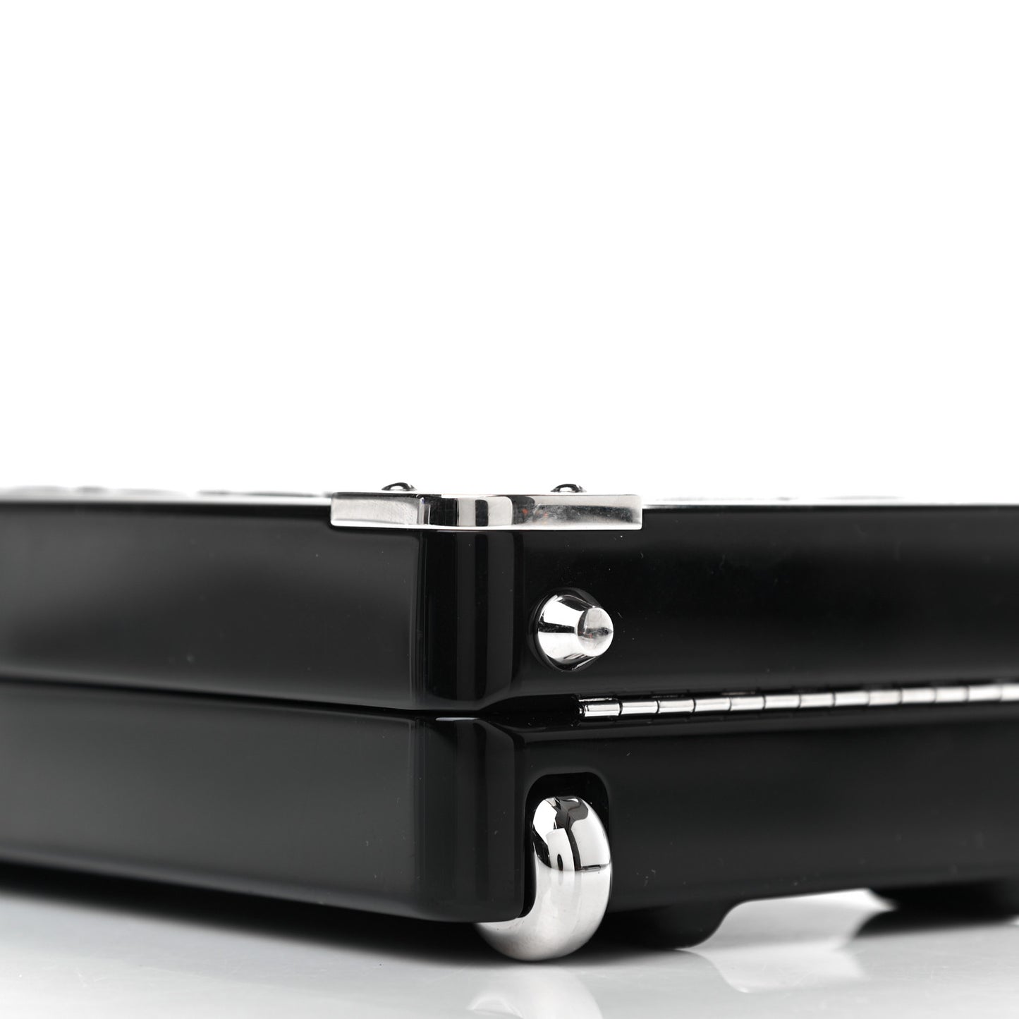 Plexiglass Metallic Lambskin Evening In The Air Mini Trolley Minaudiere Clutch Black Silver