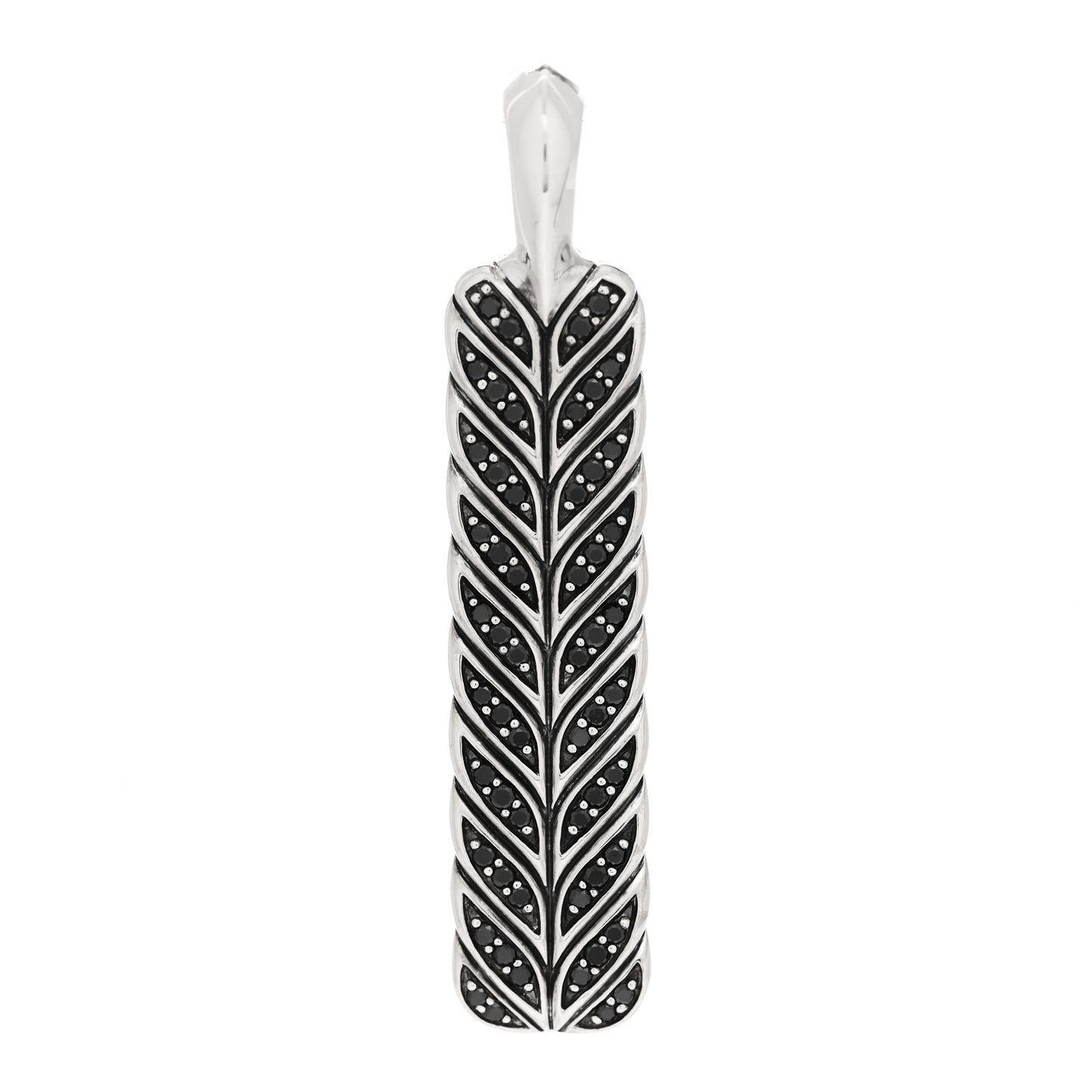 Sterling Silver Black Diamond Chevron Ingot Tag Pendant