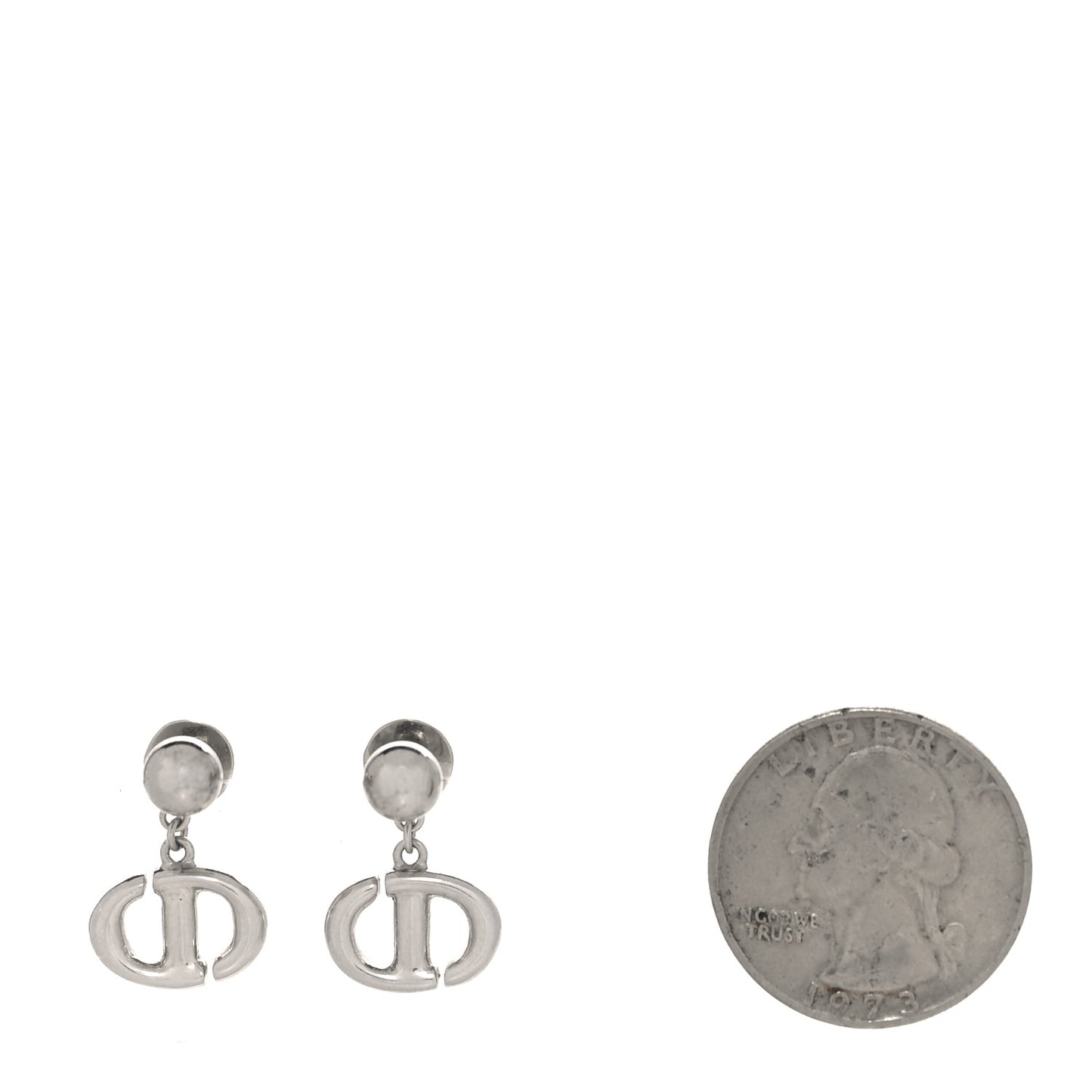 Metal Petit CD Drop Earrings Silver