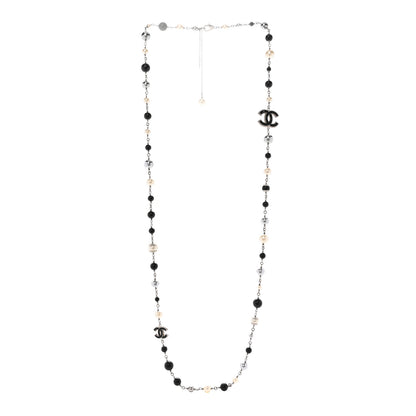 Chanel Pearl Bead Enamel CC Baroque Long Necklace Black Gold 3 of 6