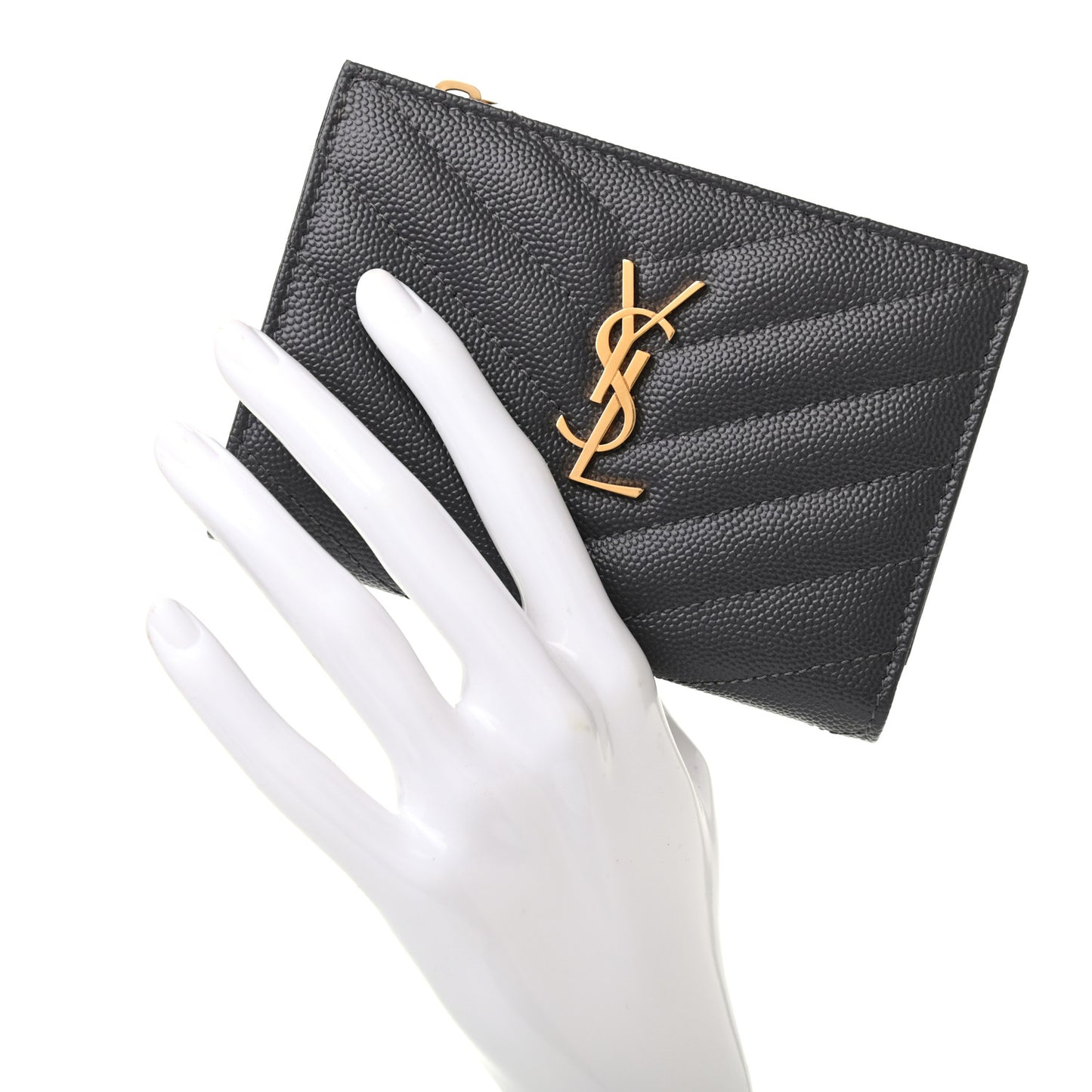 Grain De Poudre Matelasse Chevron Monogram Zipped Two-Part Wallet Storm