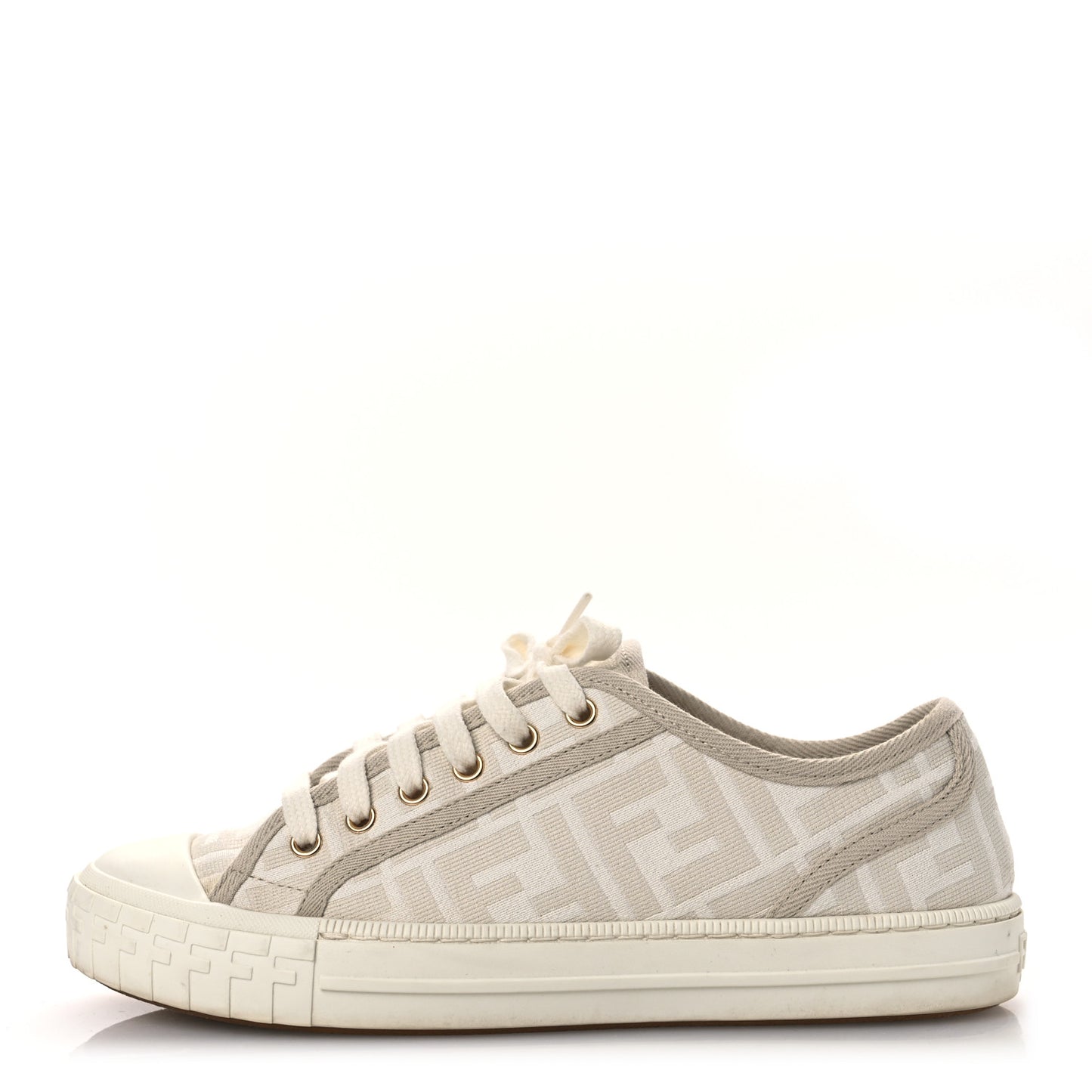 Woven Fabric FF Womens Domino Low Top Sneakers 37 White Beige