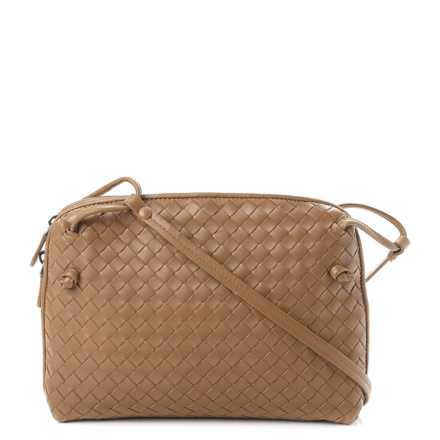 Nappa Intrecciato Pillow Crossbody Messenger Camel
