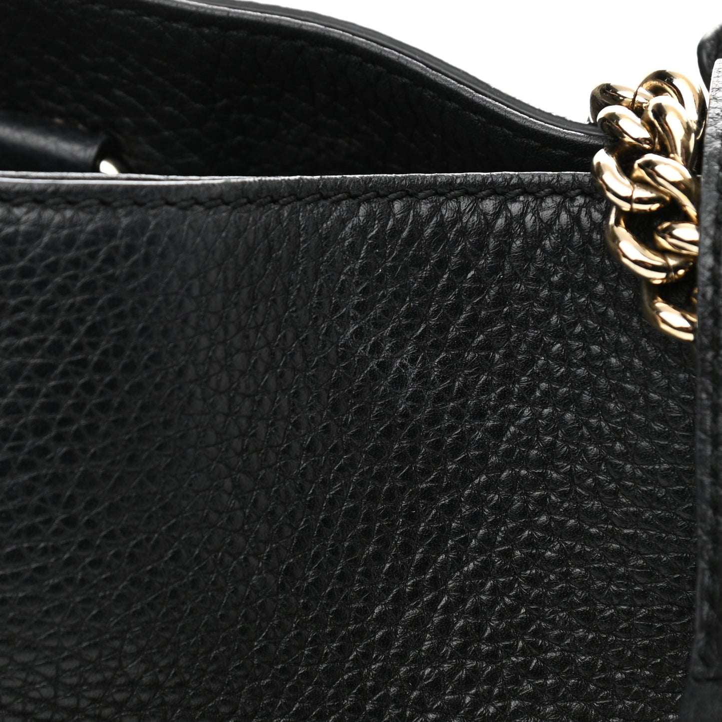Pebbled Calfskin Medium Soho Chain Shoulder Bag Black