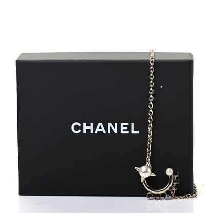 Chanel Pearl Logo Necklace Gold 5 of 5