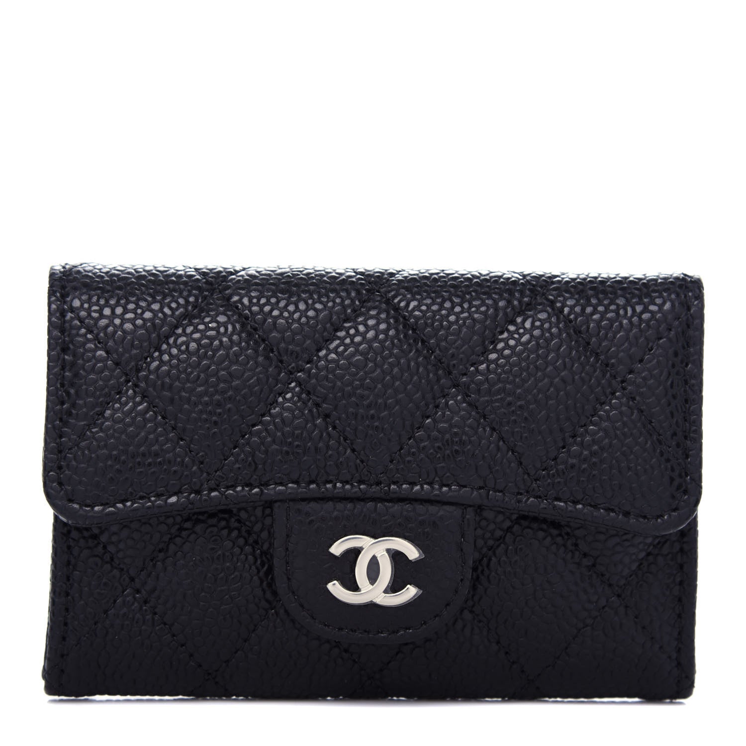 Chanel Caviar Quilted Flap Card Holder Wallet Black 1 of 9